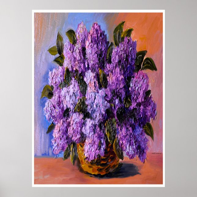 Póster Poster de pintura de aceite de flores de Lilacs (Frente)