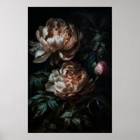 Poster de pintura de aceite de flores romántico os