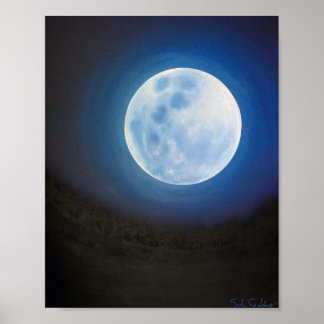 Póster Poster de pintura de aceite de luna completa
