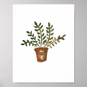Póster Poster de pintura de acuarela de plantas verdes bo