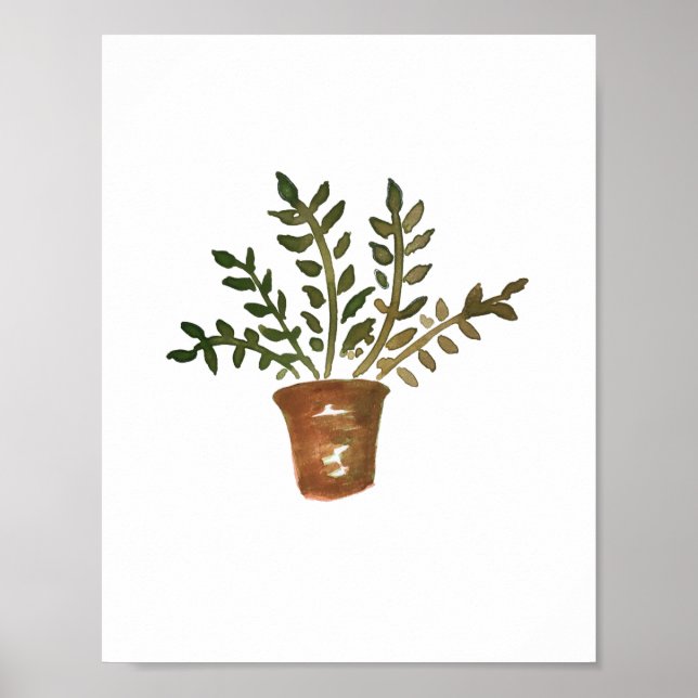 Póster Poster de pintura de acuarela de plantas verdes bo (Frente)