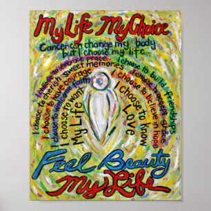Póster Poster de pintura de ángel blanco de poema de cánc