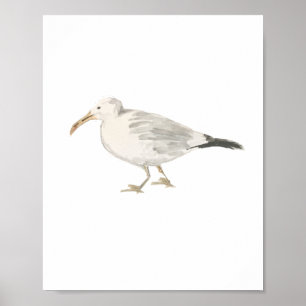 Póster Poster de pintura de aves de Seagull Beach