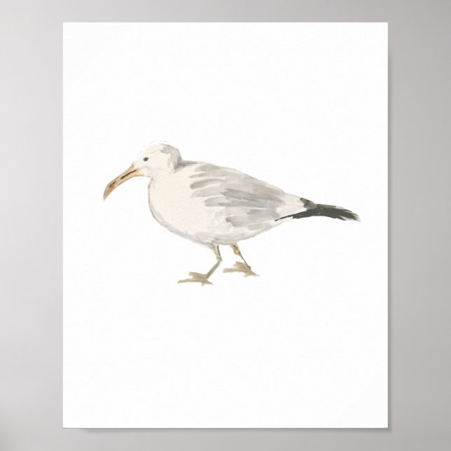 Póster Poster de pintura de aves de Seagull Beach (Frente)