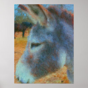 Póster Poster de pintura de burros y caballos