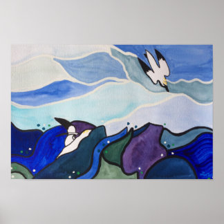 Póster Poster de pintura de cañones de buceo