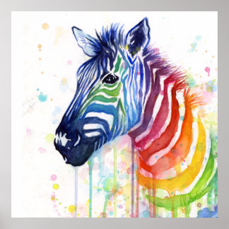 Póster Poster de pintura de color de arcoiris cebra