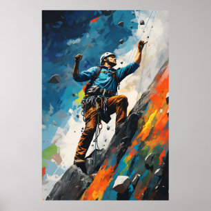 Póster Poster de pintura de escalada en pared de escalada