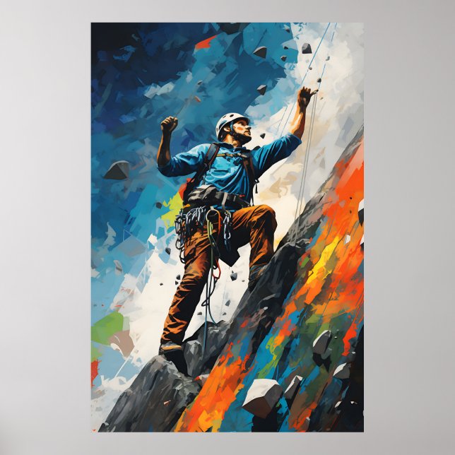Póster Poster de pintura de escalada en pared de escalada (Frente)