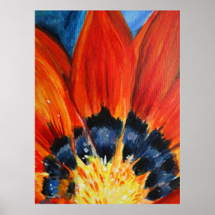Póster Poster de pintura de flores naranja
