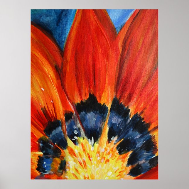 Póster Poster de pintura de flores naranja (Frente)