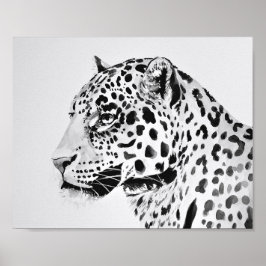 Póster Poster de pintura de leopardo blanco y negro