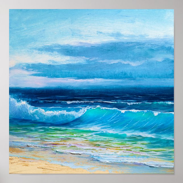 Póster Poster de pintura de los océanos de playa (Frente)