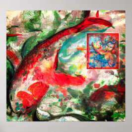 Póster Poster de pintura de peces Koi Carp
