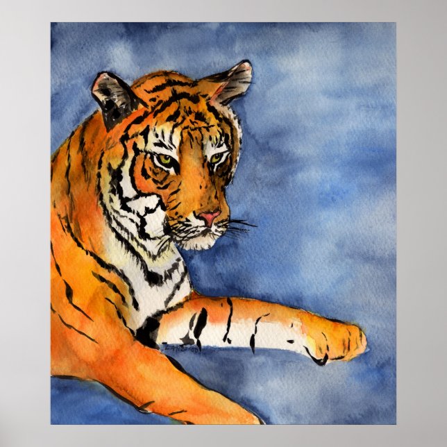 Póster Poster de pintura de tigres (recortado) (Frente)