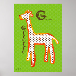 Póster poster de pintura digital 'G es para la jirafa'