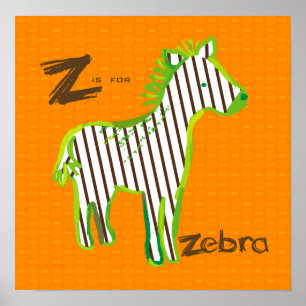 Póster poster de pintura digital 'Z es para cebra'