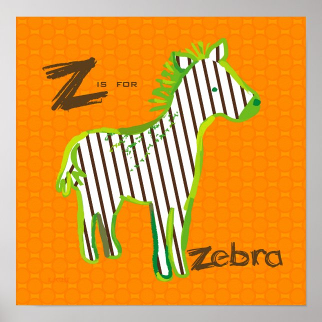 Póster poster de pintura digital 'Z es para cebra' (Frente)