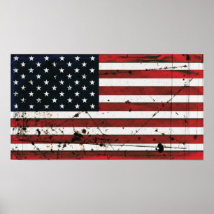 Póster Poster de pintura grunge de bandera estadounidense