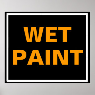 Póster Poster de pintura húmeda negra y Naranja