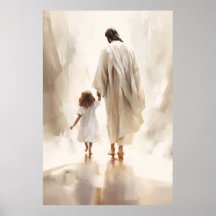 Póster Poster de pintura infantil Chica Jesucristo