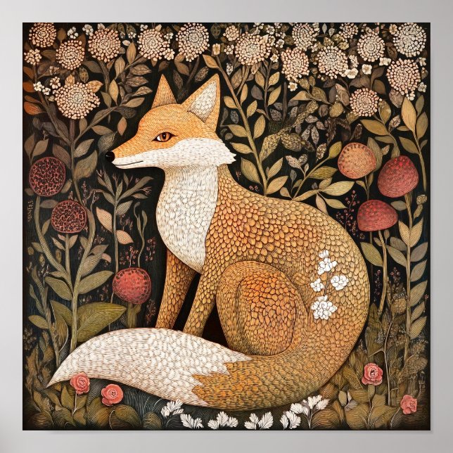 Póster Poster de pintura para animales de Fox Woodland (Frente)