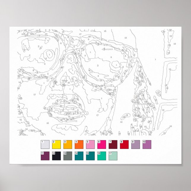 Póster Poster de pintura por números: Chica de graffiti (Frente)