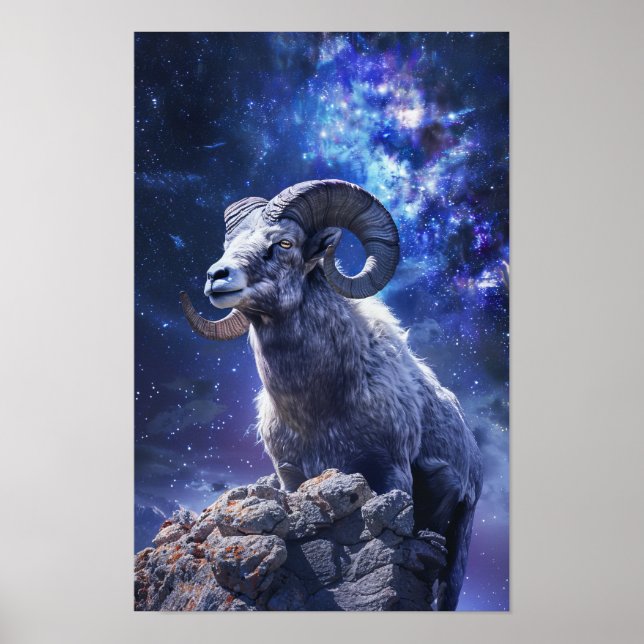 Póster Poster de pintura realista de Aries majestuosas (Frente)