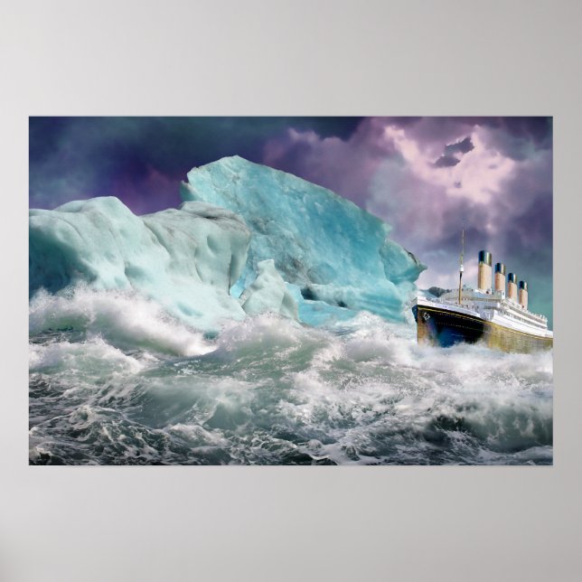 Póster POSTER de pintura RMS Titanic e Iceberg (Frente)