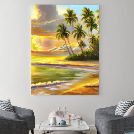 Póster Poster de pintura tropical de la playa de Sunset B