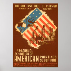 Póster Poster de pinturas anticuadas de Estados Unidos