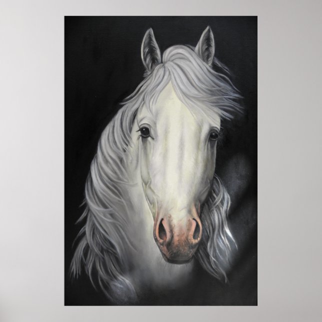 Póster poster de pinturas de sementales de caballo blanco (Frente)