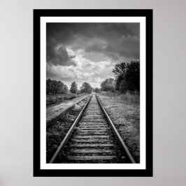 Póster Poster de pista de ferrocarril en blanco y negro