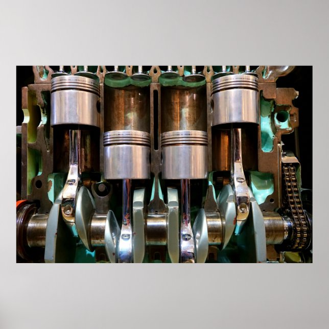 Póster poster de pistones de motor de coche (Frente)