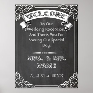 Póster poster de pizarra, poster del boda de pizarra