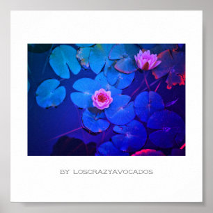 Póster Poster De Plantas De Lirio De Agua Rosa Estilizado