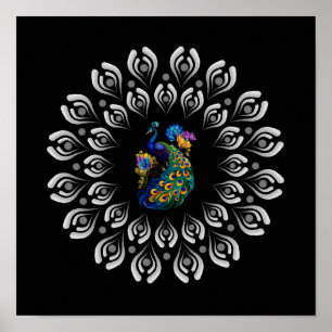 Póster Poster de plantilla de Mandala para el ajuste de p