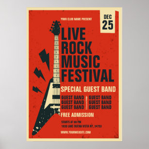 Póster Poster de plantilla del festival de música rock di