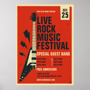 Póster Poster de plantilla del festival de música rock di