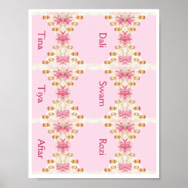 Póster Poster de plantillas de tarjetas de lugar rosa