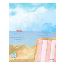 Poster de playa acuarela