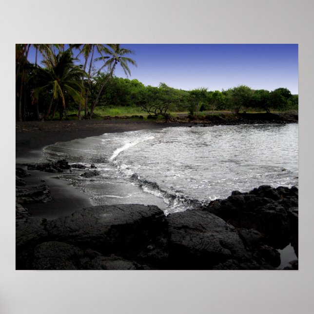 Póster Poster de playa de arena negra Punalu'u (Frente)