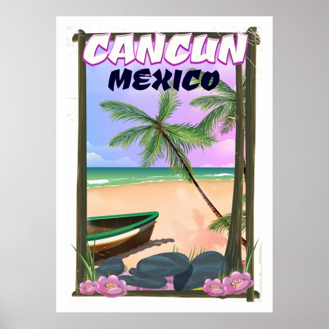 Póster Poster de playa de Cancún México. (Frente)