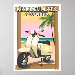 Póster Poster de playa de Mar del Plata Argentina