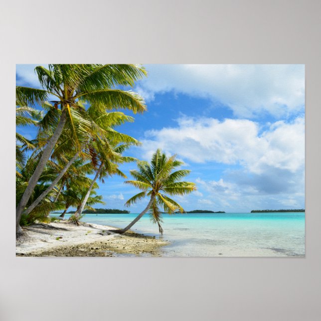 Póster Poster de playa de palmeras del Pacífico (Frente)