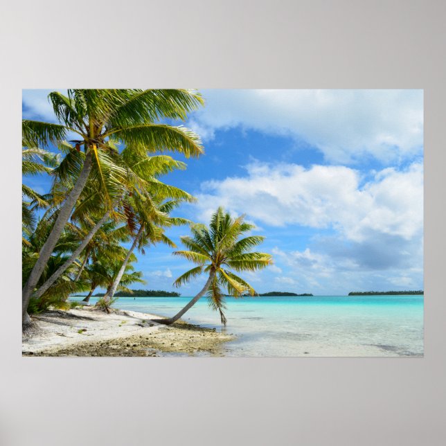 Póster Poster de playa de palmeras del Pacífico (Frente)