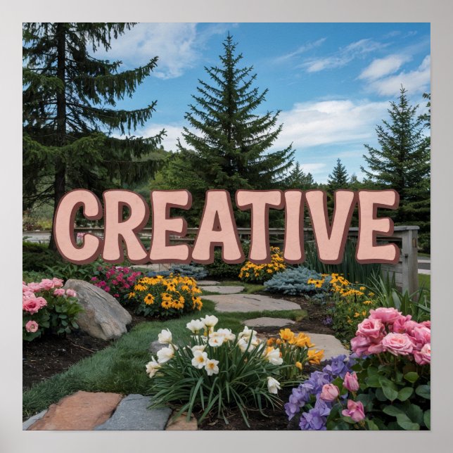 Póster Poster de Plaza de Afirmación Creativa Rosa (Frente)