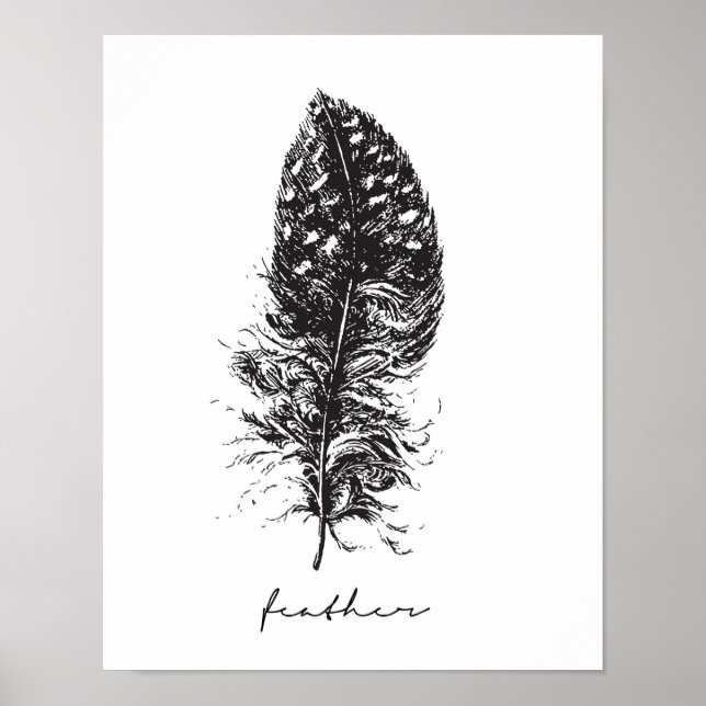 Póster Poster de plumas blancas y negras (Frente)