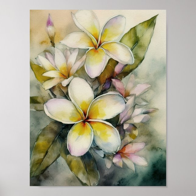 Póster Poster de Plumeria Amarilla de Hawái (Frente)