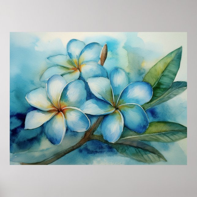 Póster Poster de plumeria azul de Hawái (Frente)